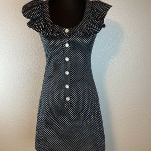Vintage Betsey Johnson A-Line Dress 4 Black Dot